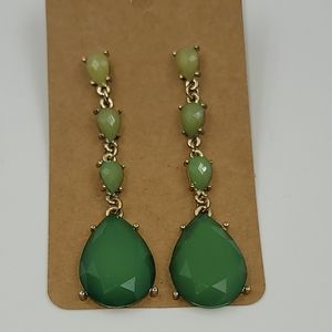 Two Tone Green Pear Shape Drop Dangling Earrings
